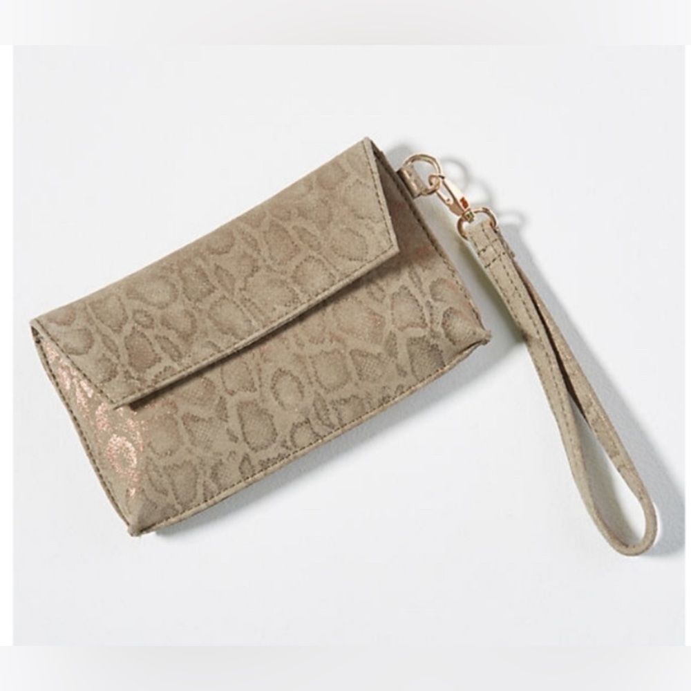 Llani x Anthropologie Stanley Suede Animal Print Clutch Wallet